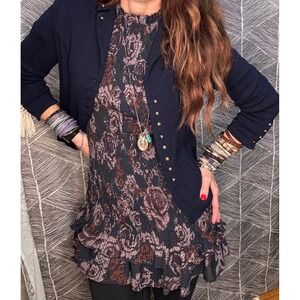 Vintage STJOHN COLLECTION Navy Blue Knit‎ Blazer Gold Button Jacket Size 4